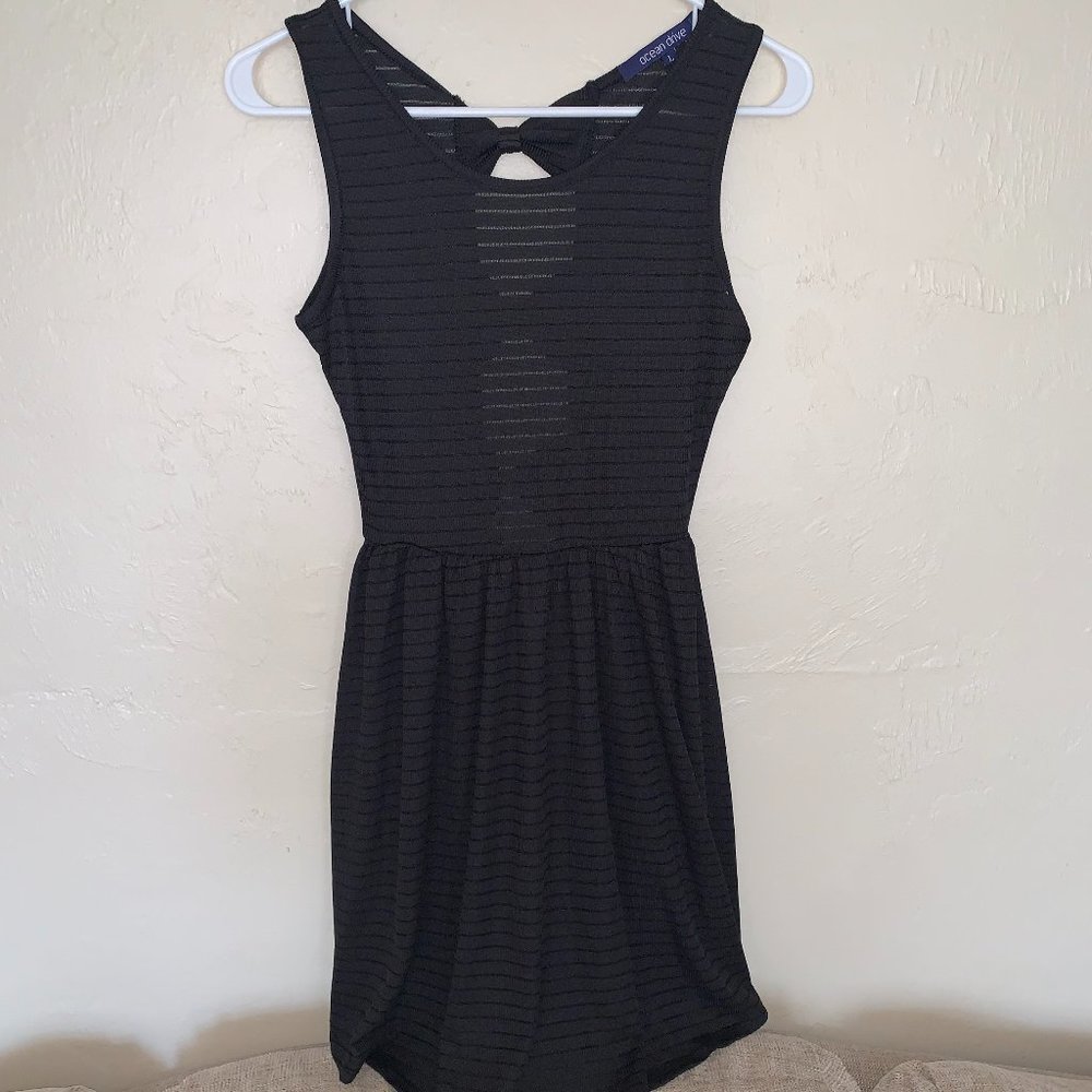 Ocean Drive Black Dress Fit and Flare with Cutouts, Bows on Back